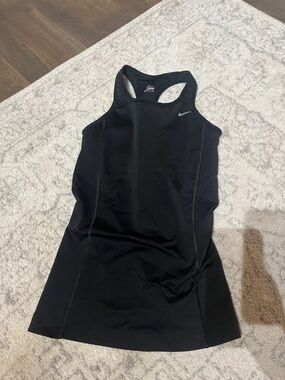 Nike Dri-Fit Black Racerback Athletic Tank with Silver Swoosh
